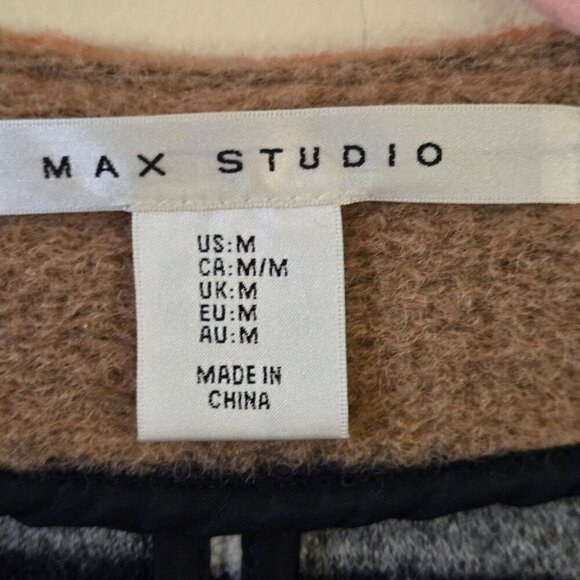 Max Studio Wool Blend Autumnal Striped All Season Open Front Jacket Size M - Picture 4 of 5